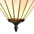 NLK02709 Umbrian 3 Light Up Lighter Pendant With 30cm Tiffany Shade Amber/Chrome/Crystal/Aged Antique Brass