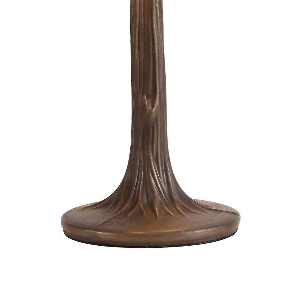 NLK02719 Umbrian 2 Light Tree Like Table Lamp With 40cm Tiffany Shade Amber/Chrome/Crystal/Aged Antique Brass