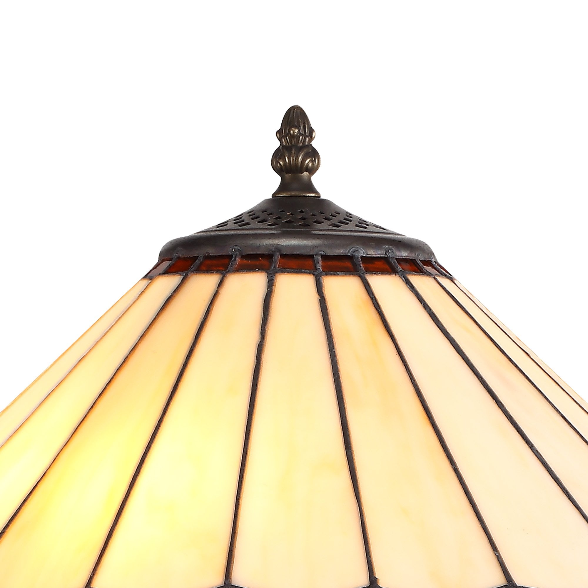 NLK02719 Umbrian 2 Light Tree Like Table Lamp With 40cm Tiffany Shade Amber/Chrome/Crystal/Aged Antique Brass