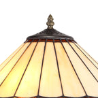 NLK02739 Umbrian 2 Light Octagonal Table Lamp With 40cm Tiffany Shade Amber/Chrome/Crystal/Aged Antique Brass