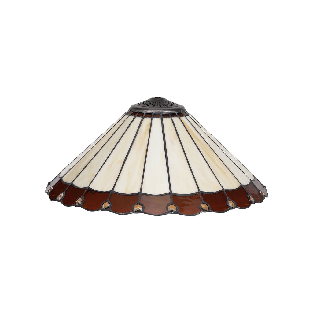 NLK02739 Umbrian 2 Light Octagonal Table Lamp With 40cm Tiffany Shade Amber/Chrome/Crystal/Aged Antique Brass