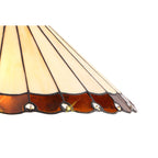 NLK02739 Umbrian 2 Light Octagonal Table Lamp With 40cm Tiffany Shade Amber/Chrome/Crystal/Aged Antique Brass
