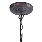 NLK02749 Umbrian 1 Light Down Lighter Pendant With 40cm Tiffany Shade Amber/Chrome/Crystal/Aged Antique Brass