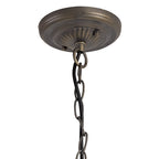 NLK02769 Umbrian 3 Light Down Lighter Pendant With 40cm Tiffany Shade Amber/Chrome/Crystal/Aged Antique Brass