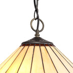 NLK02769 Umbrian 3 Light Down Lighter Pendant With 40cm Tiffany Shade Amber/Chrome/Crystal/Aged Antique Brass