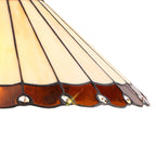 NLK02769 Umbrian 3 Light Down Lighter Pendant With 40cm Tiffany Shade Amber/Chrome/Crystal/Aged Antique Brass