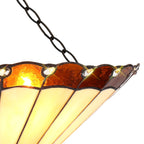 NLK02779 Umbrian 3 Light Semi Ceiling With 40cm Tiffany Shade Amber/Chrome/Crystal/Aged Antique Brass