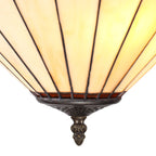 NLK02779 Umbrian 3 Light Semi Ceiling With 40cm Tiffany Shade Amber/Chrome/Crystal/Aged Antique Brass
