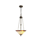 NLK02789 Umbrian 3 Light Up Lighter Pendant With 40cm Tiffany Shade Amber/Chrome/Crystal/Aged Antique Brass