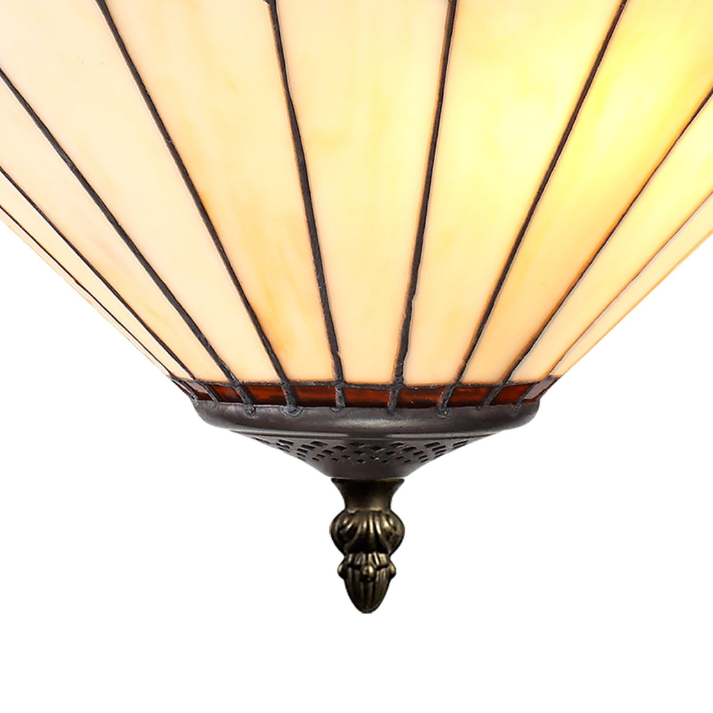 NLK02789 Umbrian 3 Light Up Lighter Pendant With 40cm Tiffany Shade Amber/Chrome/Crystal/Aged Antique Brass