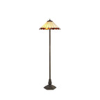 NLK02799 Umbrian 2 Light Octagonal Floor Lamp With 40cm Tiffany Shade Amber/Chrome/Crystal/Aged Antique Brass