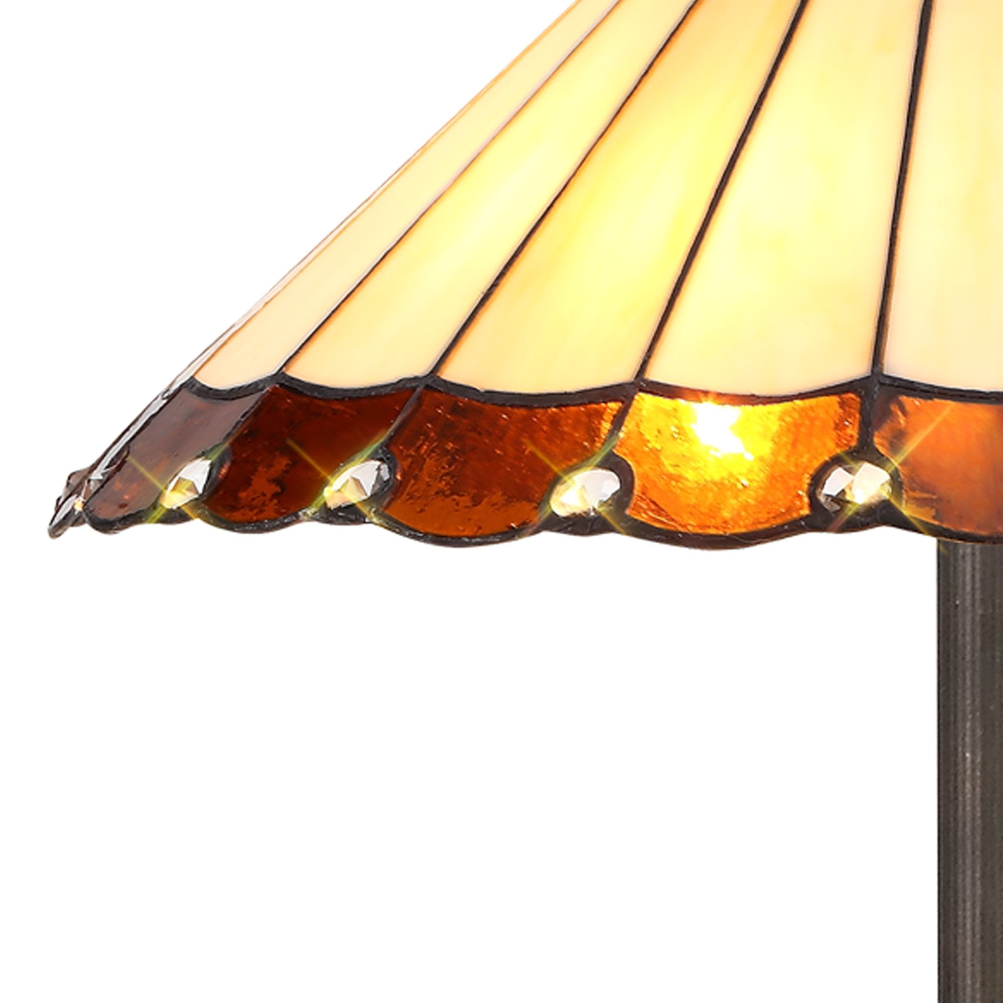 NLK02799 Umbrian 2 Light Octagonal Floor Lamp With 40cm Tiffany Shade Amber/Chrome/Crystal/Aged Antique Brass