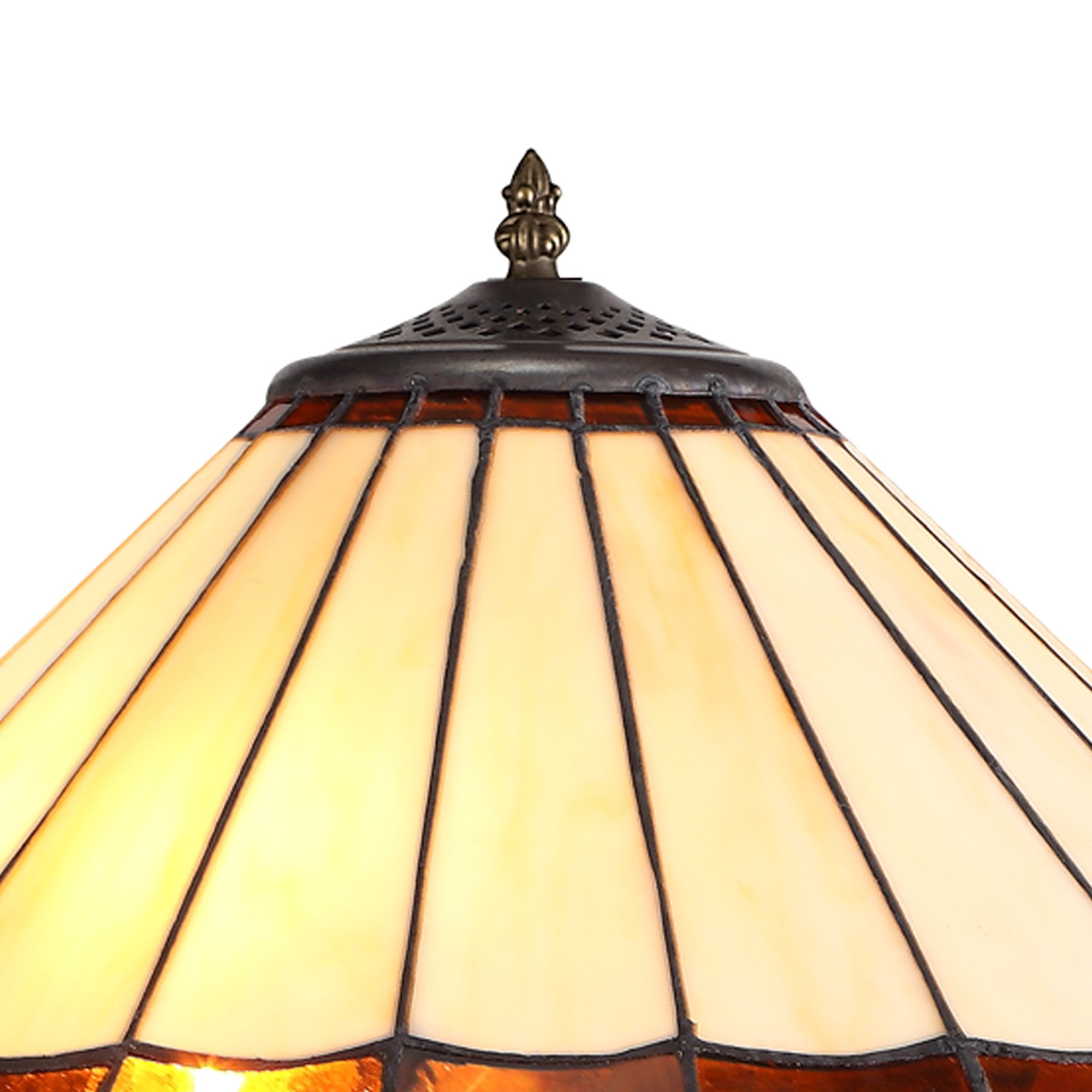 NLK02799 Umbrian 2 Light Octagonal Floor Lamp With 40cm Tiffany Shade Amber/Chrome/Crystal/Aged Antique Brass