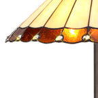 NLK02809 Umbrian 2 Light Leaf Design Floor Lamp With 40cm Tiffany Shade Amber/Chrome/Crystal/Aged Antique Brass
