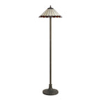 NLK02819 Umbrian 2 Light Stepped Design Floor Lamp With 40cm Tiffany Shade Amber/Chrome/Crystal/Aged Antique Brass