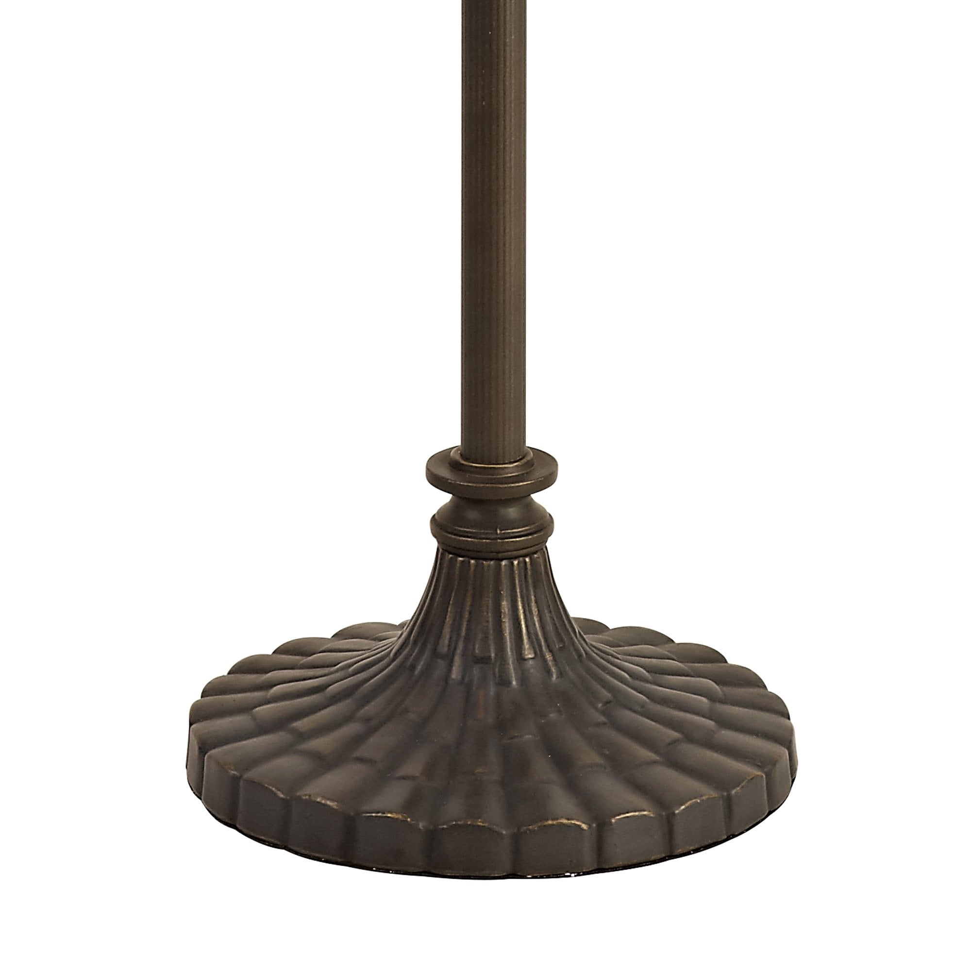 NLK02819 Umbrian 2 Light Stepped Design Floor Lamp With 40cm Tiffany Shade Amber/Chrome/Crystal/Aged Antique Brass