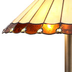 NLK02819 Umbrian 2 Light Stepped Design Floor Lamp With 40cm Tiffany Shade Amber/Chrome/Crystal/Aged Antique Brass