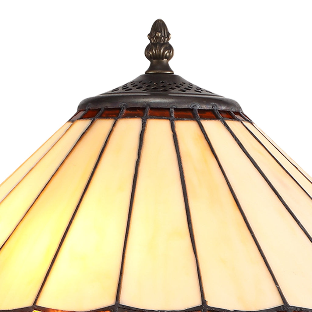NLK02819 Umbrian 2 Light Stepped Design Floor Lamp With 40cm Tiffany Shade Amber/Chrome/Crystal/Aged Antique Brass