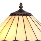 NLK02819 Umbrian 2 Light Stepped Design Floor Lamp With 40cm Tiffany Shade Amber/Chrome/Crystal/Aged Antique Brass