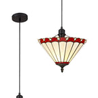 NLK02829 Umbrian 1 Light Up Lighter Pendant With 30cm Tiffany Shade Red/Chrome/Crystal/Black