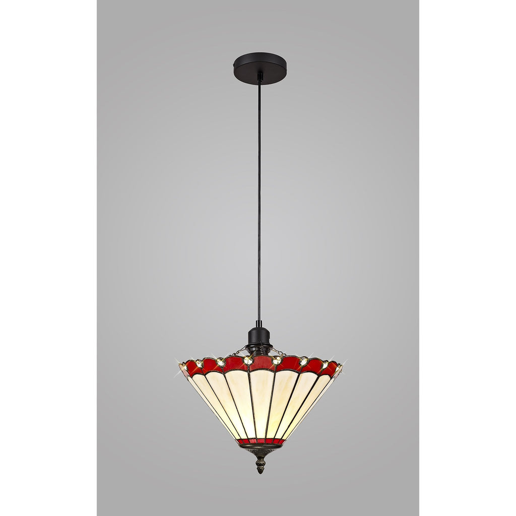 NLK02829 Umbrian 1 Light Up Lighter Pendant With 30cm Tiffany Shade Red/Chrome/Crystal/Black
