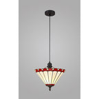 NLK02829 Umbrian 1 Light Up Lighter Pendant With 30cm Tiffany Shade Red/Chrome/Crystal/Black