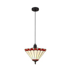 NLK02829 Umbrian 1 Light Up Lighter Pendant With 30cm Tiffany Shade Red/Chrome/Crystal/Black