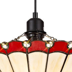 NLK02829 Umbrian 1 Light Up Lighter Pendant With 30cm Tiffany Shade Red/Chrome/Crystal/Black