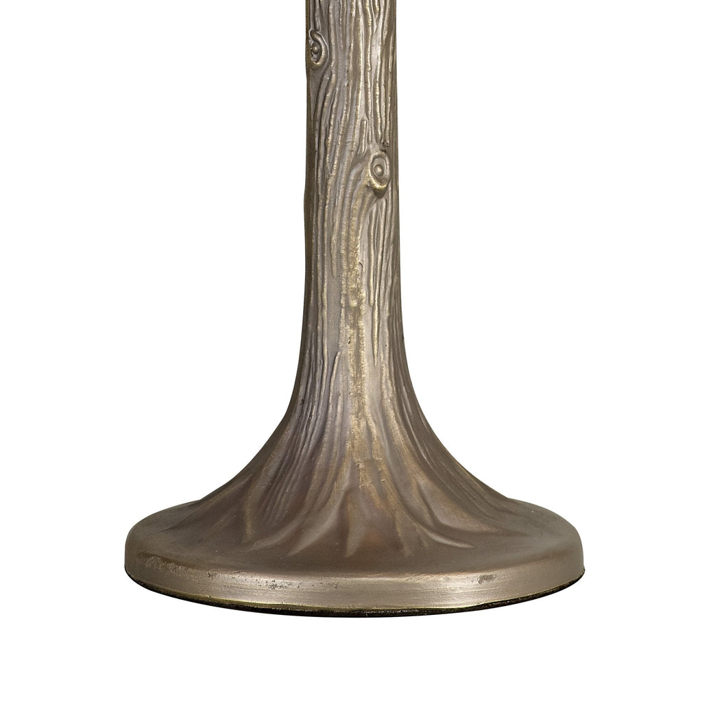 NLK02839 Umbrian 1 Light Tree Like Table Lamp With 30cm Tiffany Shade Red/Chrome/Crystal/Aged Antique Brass