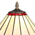 NLK02839 Umbrian 1 Light Tree Like Table Lamp With 30cm Tiffany Shade Red/Chrome/Crystal/Aged Antique Brass
