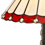 NLK02859 Umbrian 1 Light Octagonal Table Lamp With 30cm Tiffany Shade Red/Chrome/Crystal/Aged Antique Brass
