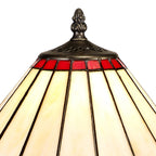 NLK02859 Umbrian 1 Light Octagonal Table Lamp With 30cm Tiffany Shade Red/Chrome/Crystal/Aged Antique Brass