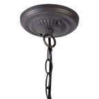 NLK02879 Umbrian 2 Light Down Lighter Pendant With 30cm Tiffany Shade Red/Chrome/Crystal/Aged Antique Brass