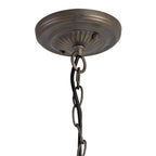 NLK02889 Umbrian 3 Light Down Lighter Pendant With 30cm Tiffany Shade Red/Chrome/Crystal/Aged Antique Brass
