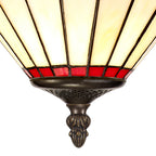 NLK02899 Umbrian 2 Light Semi Ceiling With 30cm Tiffany Shade Red/Chrome/Crystal/Aged Antique Brass