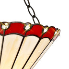 NLK02909 Umbrian 3 Light Semi Ceiling With 30cm Tiffany Shade Red/Chrome/Crystal/Aged Antique Brass