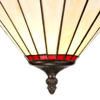 NLK02909 Umbrian 3 Light Semi Ceiling With 30cm Tiffany Shade Red/Chrome/Crystal/Aged Antique Brass