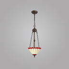 NLK02919 Umbrian 2 Light Up Lighter Pendant With 30cm Tiffany Shade Red/Chrome/Crystal/Aged Antique Brass
