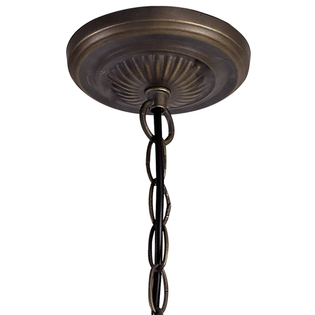 NLK02919 Umbrian 2 Light Up Lighter Pendant With 30cm Tiffany Shade Red/Chrome/Crystal/Aged Antique Brass