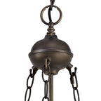 NLK02919 Umbrian 2 Light Up Lighter Pendant With 30cm Tiffany Shade Red/Chrome/Crystal/Aged Antique Brass