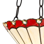 NLK02919 Umbrian 2 Light Up Lighter Pendant With 30cm Tiffany Shade Red/Chrome/Crystal/Aged Antique Brass