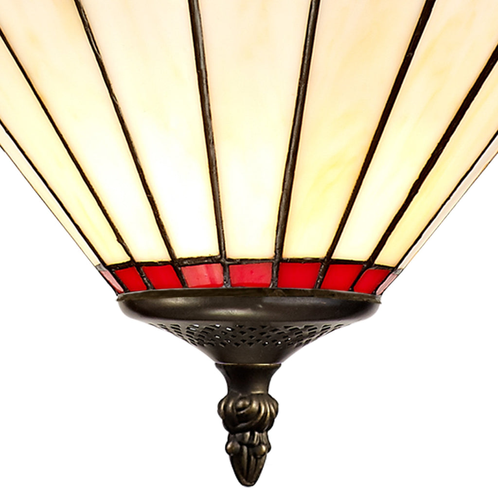 NLK02919 Umbrian 2 Light Up Lighter Pendant With 30cm Tiffany Shade Red/Chrome/Crystal/Aged Antique Brass