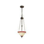 NLK02929 Umbrian 3 Light Up Lighter Pendant With 30cm Tiffany Shade Red/Chrome/Crystal/Aged Antique Brass