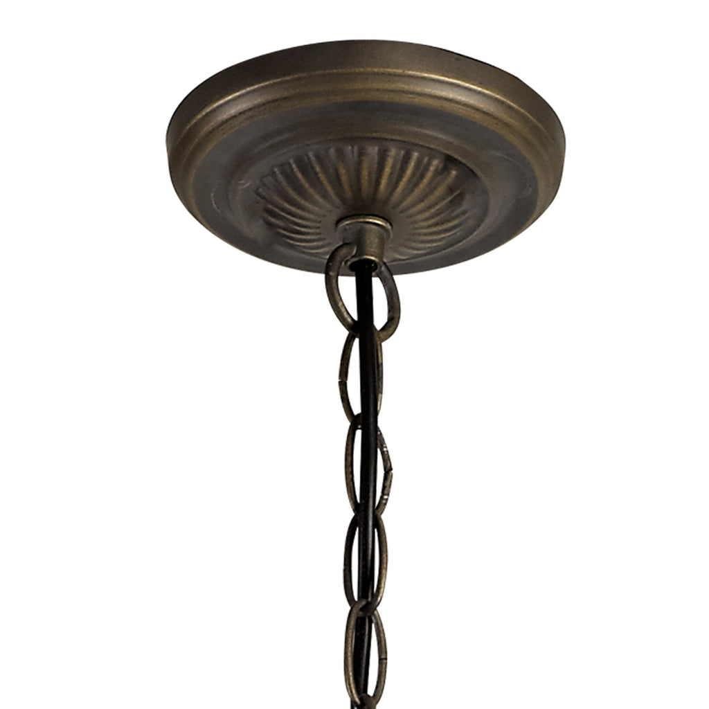 NLK02929 Umbrian 3 Light Up Lighter Pendant With 30cm Tiffany Shade Red/Chrome/Crystal/Aged Antique Brass