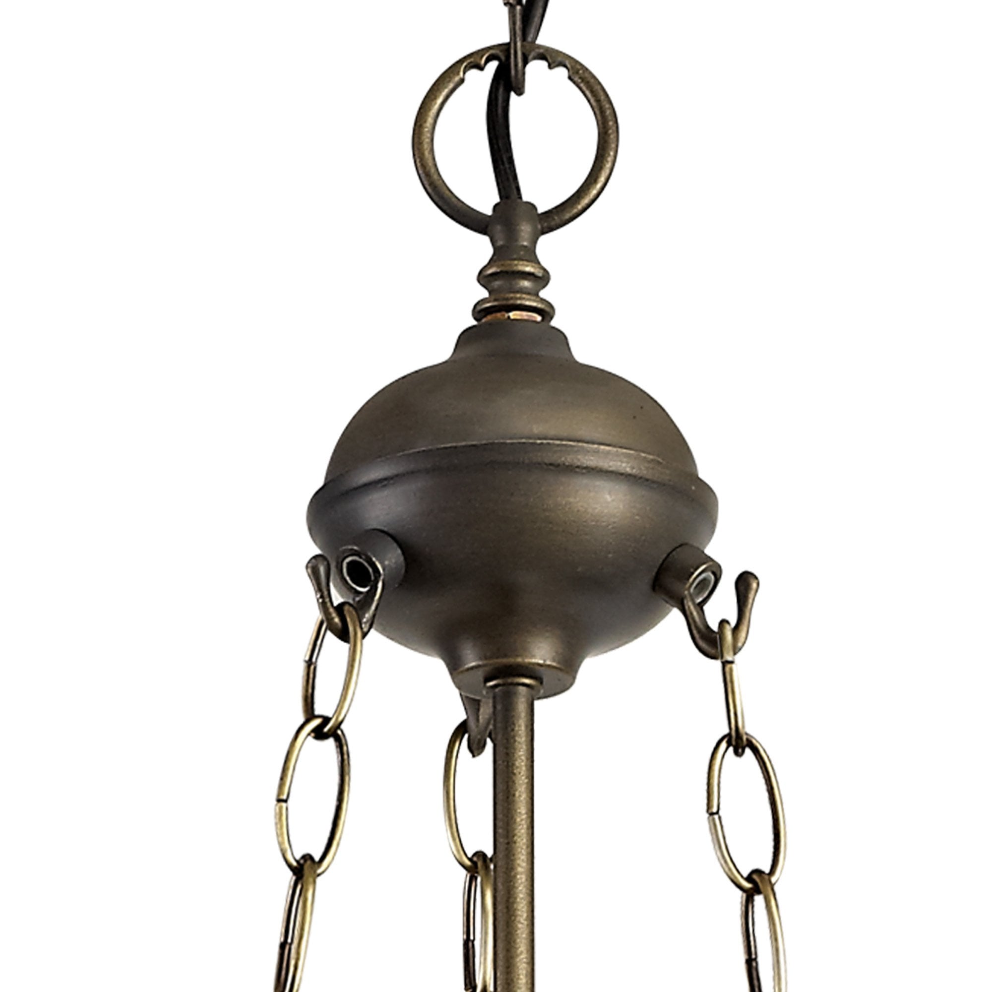 NLK02929 Umbrian 3 Light Up Lighter Pendant With 30cm Tiffany Shade Red/Chrome/Crystal/Aged Antique Brass