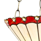 NLK02929 Umbrian 3 Light Up Lighter Pendant With 30cm Tiffany Shade Red/Chrome/Crystal/Aged Antique Brass