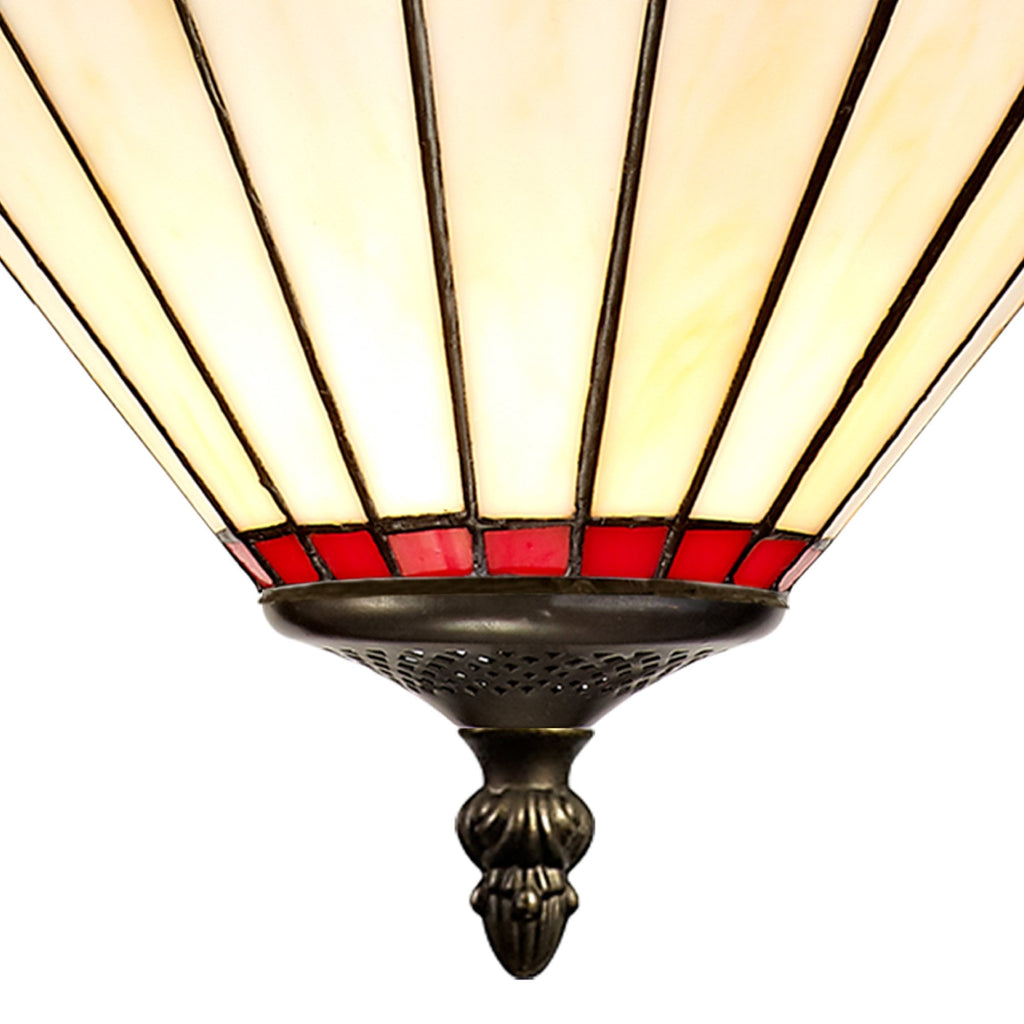 NLK02929 Umbrian 3 Light Up Lighter Pendant With 30cm Tiffany Shade Red/Chrome/Crystal/Aged Antique Brass