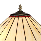 NLK02939 Umbrian 2 Light Tree Like Table Lamp With 40cm Tiffany Shade Red/Chrome/Crystal/Aged Antique Brass