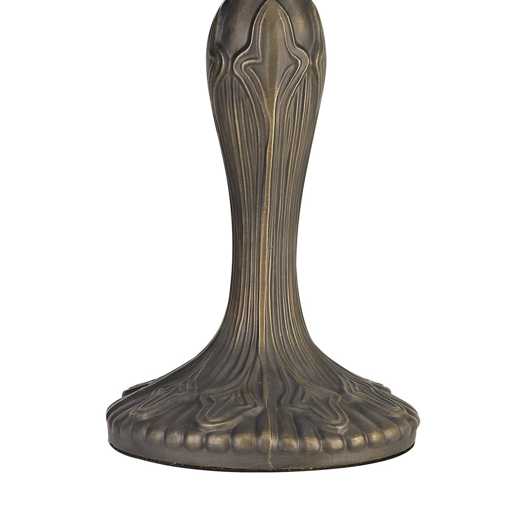 NLK02949 Umbrian 2 Light Curved Table Lamp With 40cm Tiffany Shade Red/Chrome/Crystal/Aged Antique Brass