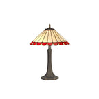 NLK02959 Umbrian 2 Light Octagonal Table Lamp With 40cm Tiffany Shade Red/Chrome/Crystal/Aged Antique Brass